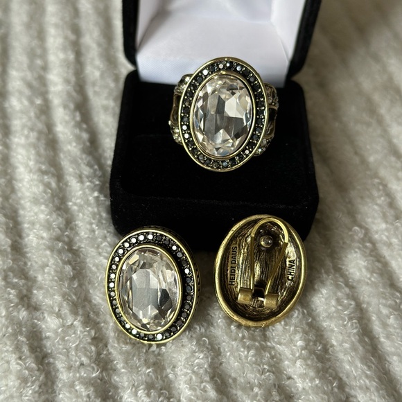 Vintage Heidi Daus gray and bronze tones necklace with earrings and ring. - Picture 2 of 4